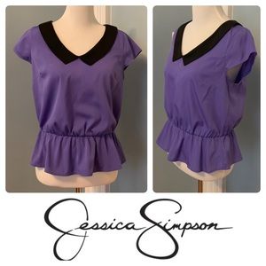 Jessica Simpson Purple Peplum Top (L)
